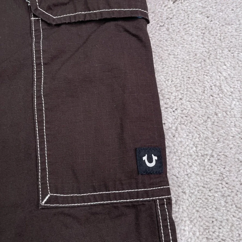 True Religion Cargo Pants Mens 36x31 Brown Ripstop Utility Streetwear Tactical